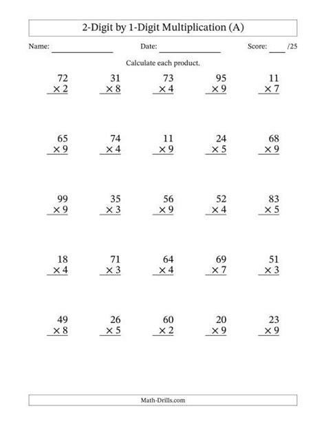2 digit 1 digit multiplication.